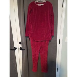 Ellen Ashley Velvet Loungewear Set, Women's Small Red Loungewear,‎ Comfy Outfit